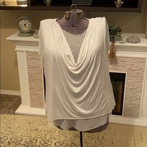 Livi Active White NWT Layered Mesh Top 18 20 XXL